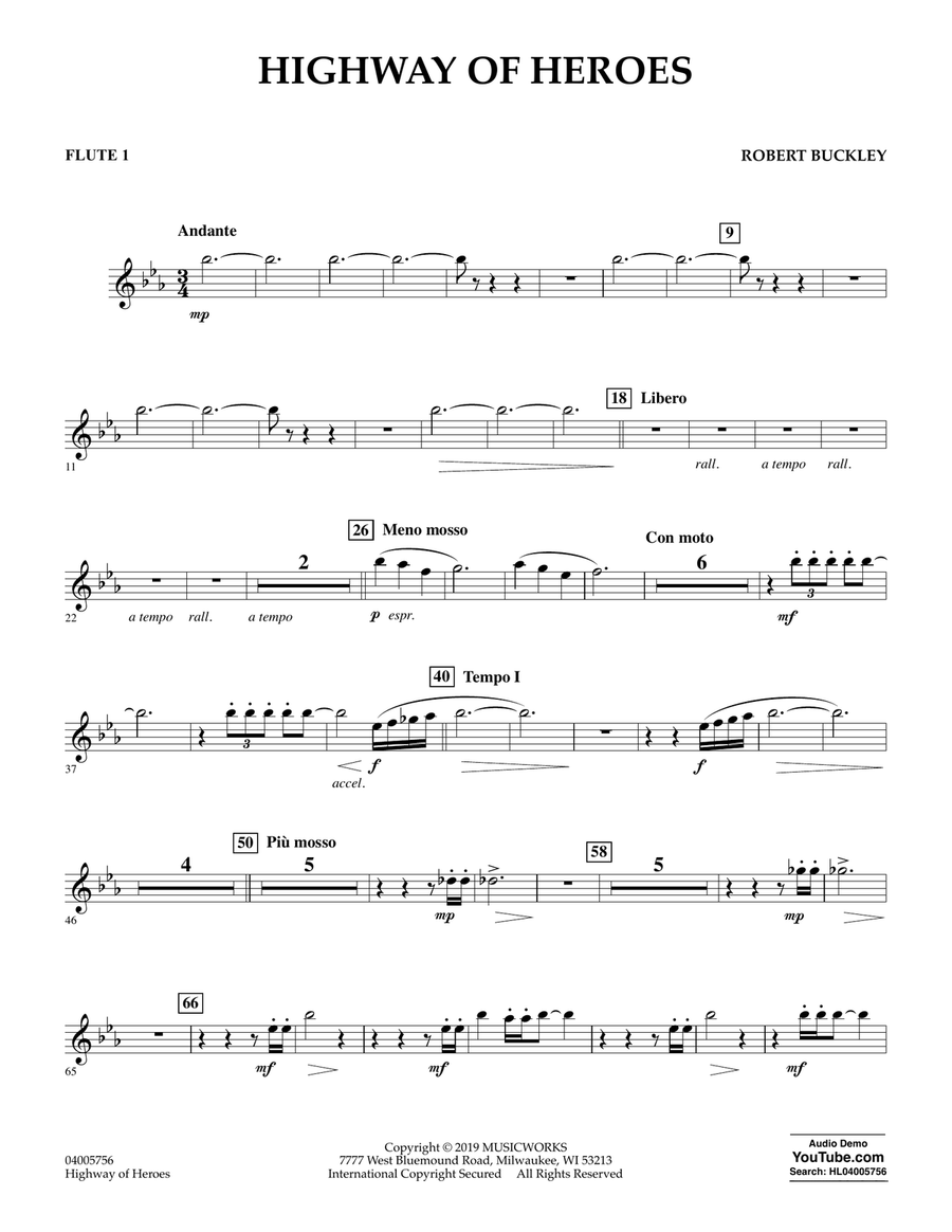 Highway of Heroes - Flute 1 Concert Band scores gallery preview page 1