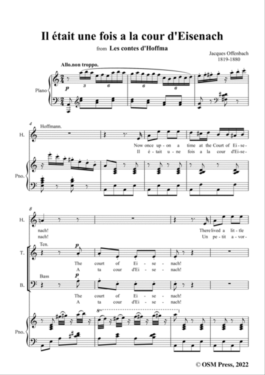 Offenbach-Il était une fois a la cour d'Eisenach,in a minor,for Voice and Piano Choir scores gallery preview page 3