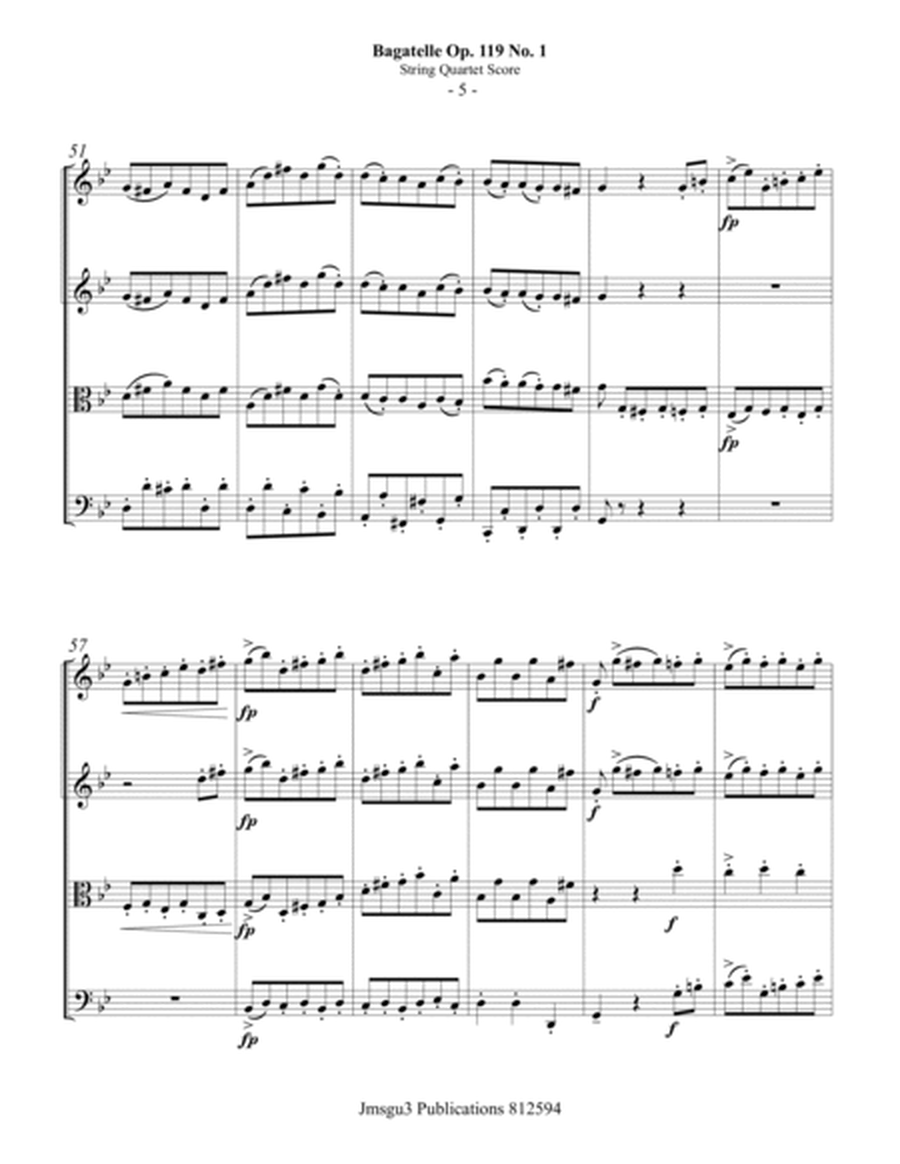 Beethoven: Bagatelle Op. 119 No. 1 for String Quartet image number null