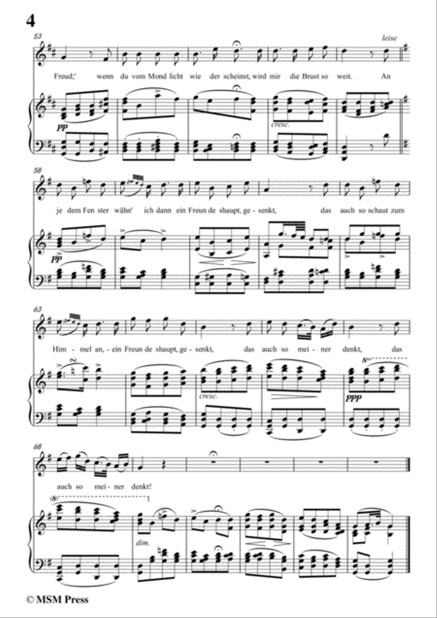 Schubert-Am Fenster,Op.105 No.3,in G Major,for Voice&Piano Voice scores gallery preview page 6