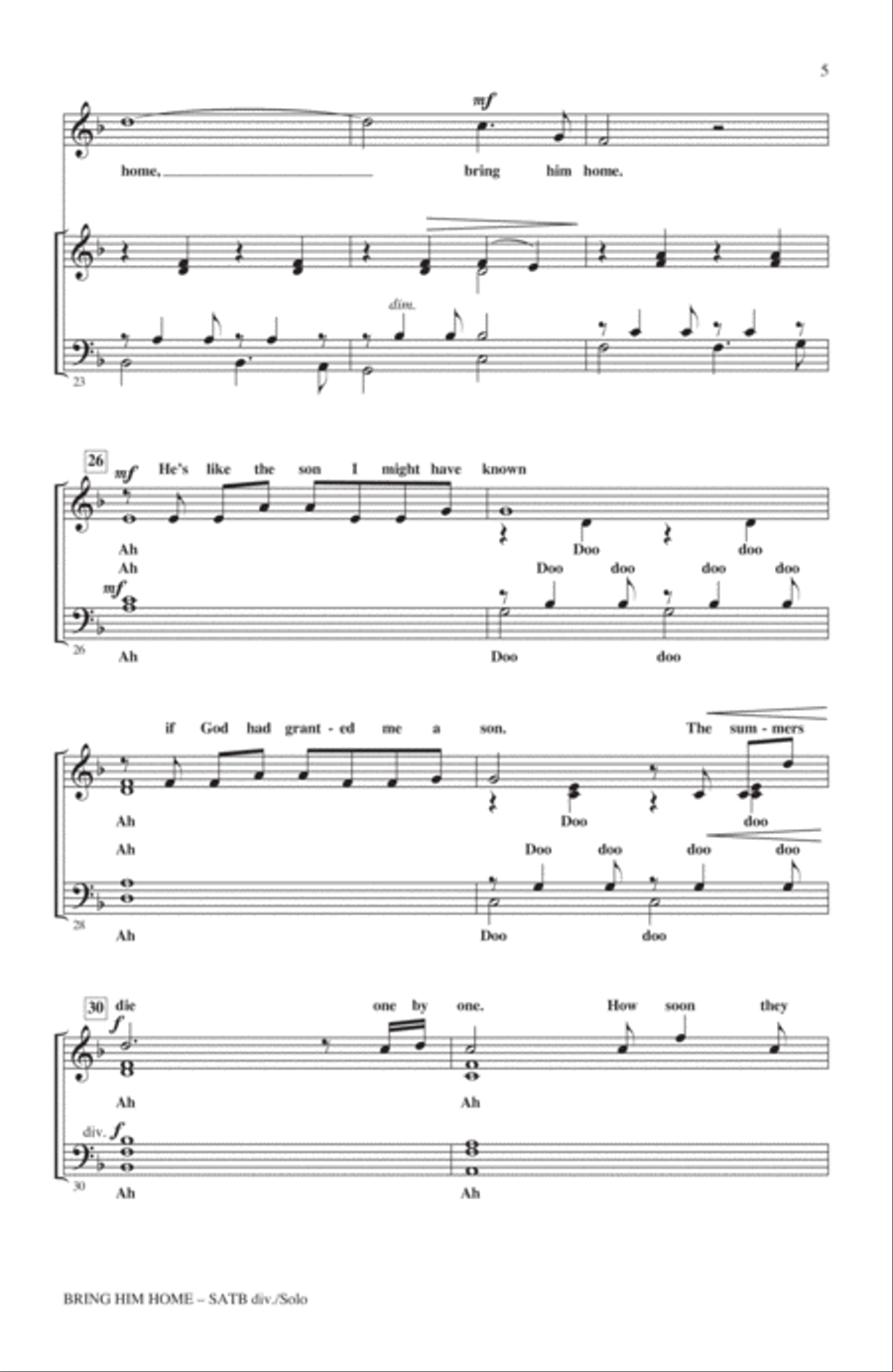 Bring Him Home (from Les Miserables) (arr. Steve Zegree) 4-Part scores gallery preview page 3