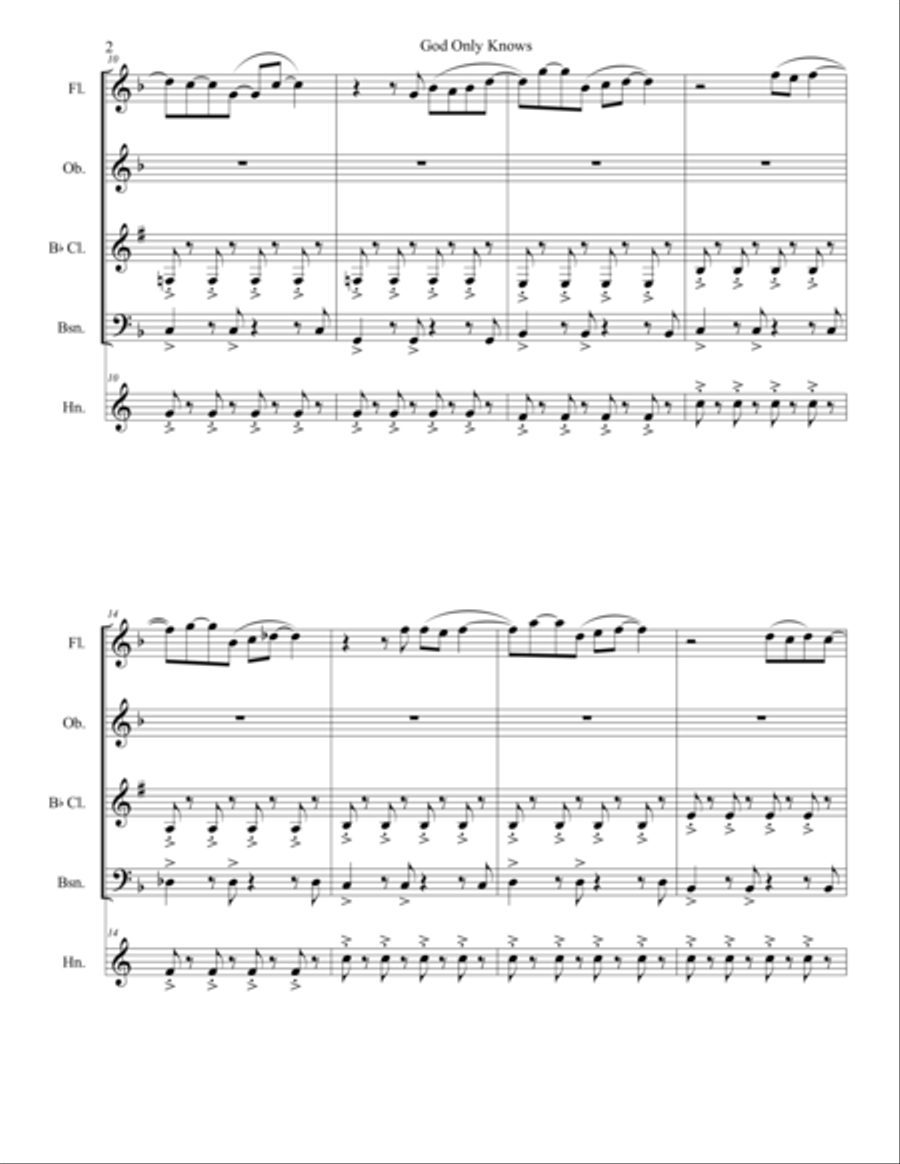 God Only Knows Woodwind Quintet scores gallery preview page 2