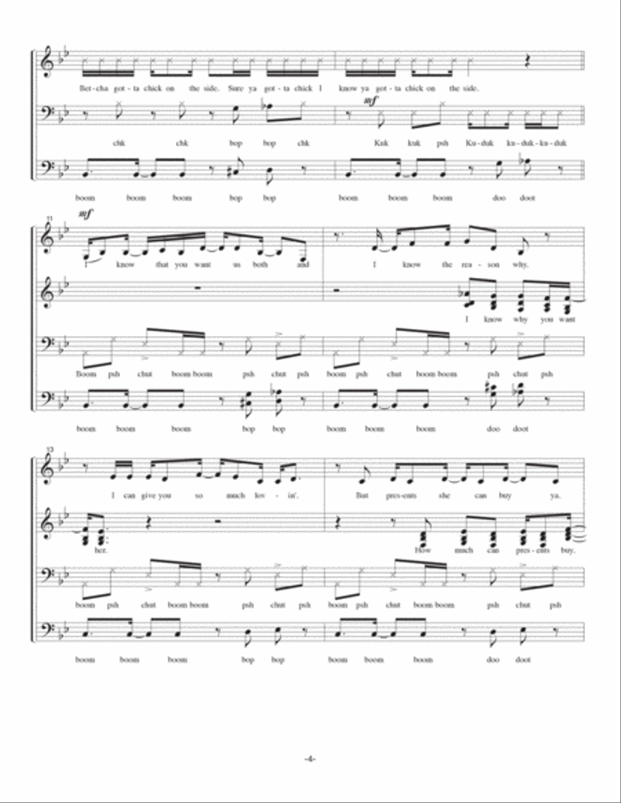 How Long (betcha Got A Chick On The Side) 4-Part scores gallery preview page 4
