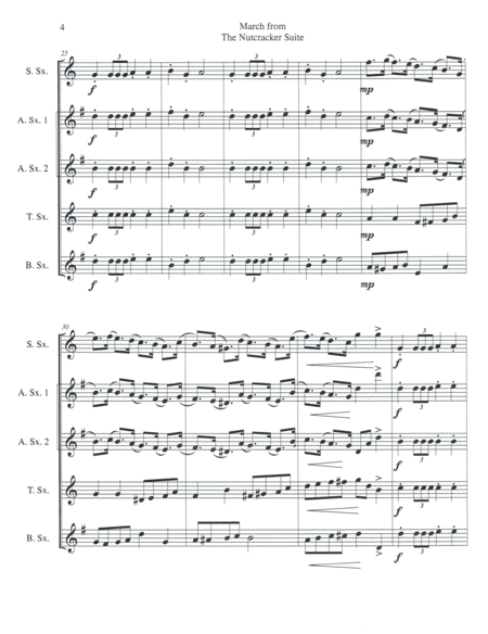 March from The Nutcracker Suite for Saxophone Quartet (SATB or AATB) image number null