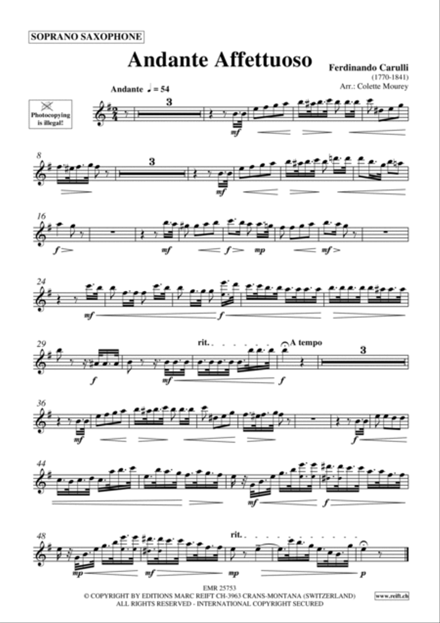 Andante Affettuoso Andante Affettuoso Soprano Saxophone scores gallery preview page 2