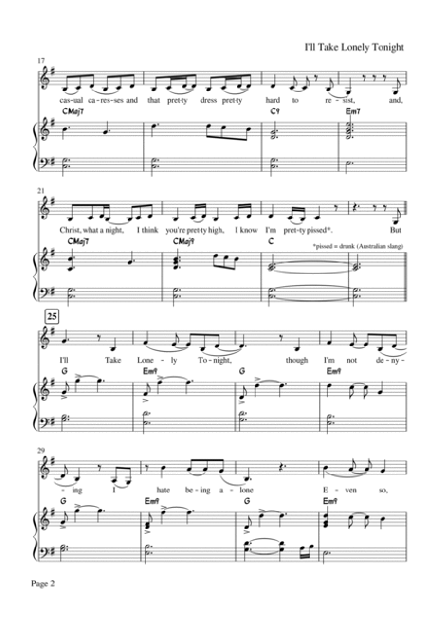 I'll Take Lonely Tonight Voice scores gallery preview page 2