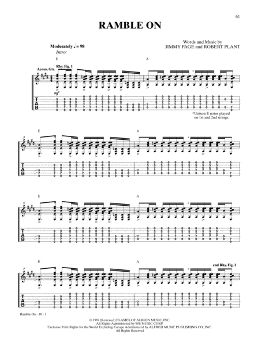Ramble On Ramble On Guitar Tablature scores gallery preview page 1