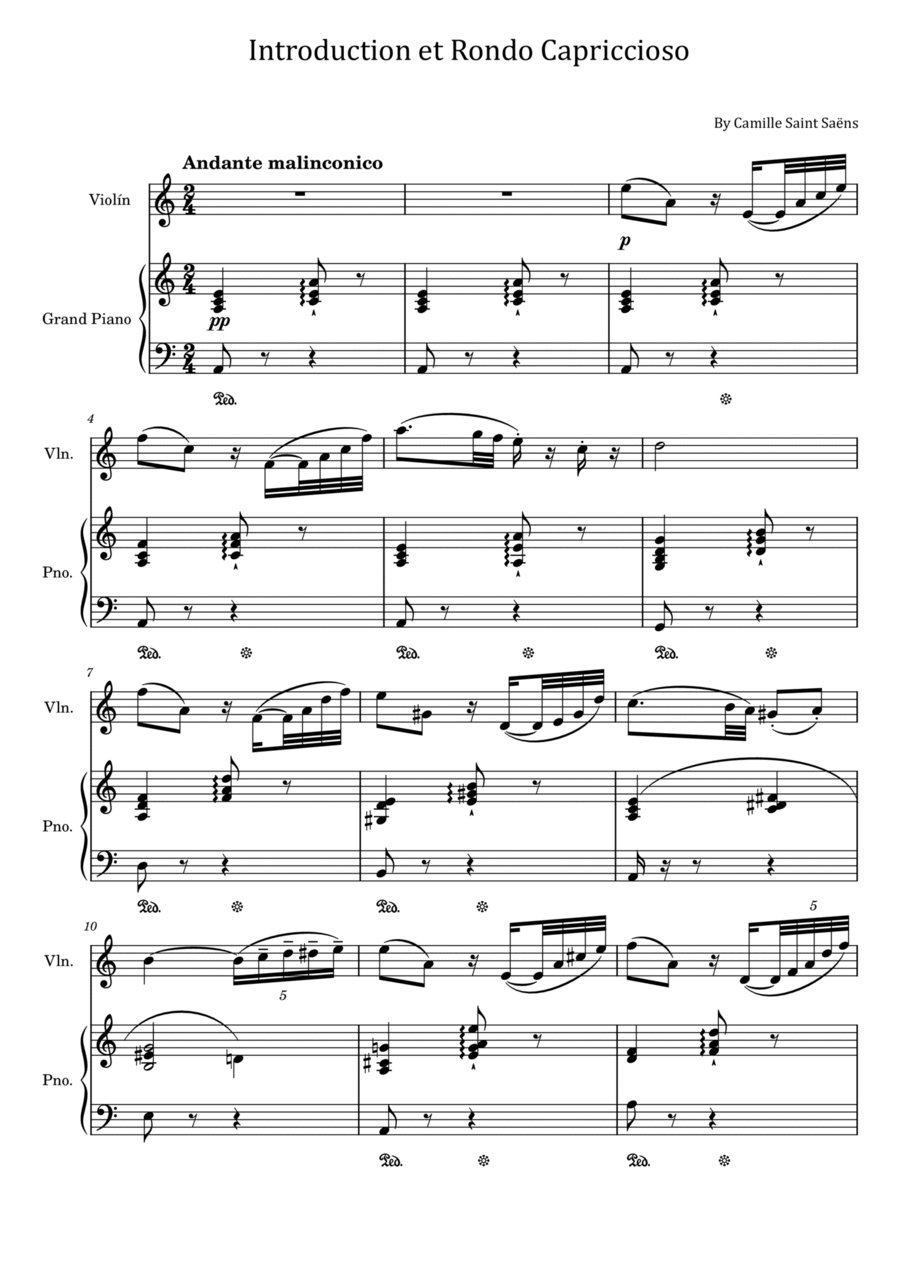 Saint Saëns - Introduction et Rondo Capriccioso Op.28 - For Piano and Violin Saint Saëns - Introduction et Rondo Capriccioso Op.28 - For Piano and Violin Violin Solo scores gallery preview page 1