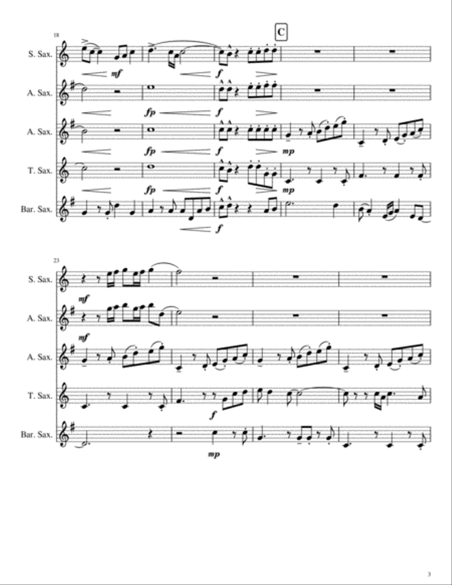 My Girl My Girl Saxophone Quintet scores gallery preview page 3