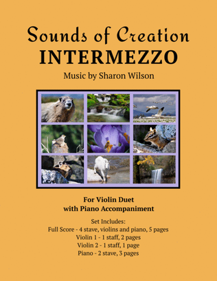 Book cover for Sounds of Creation: Intermezzo (Violin Duet with Piano Accompaniment)