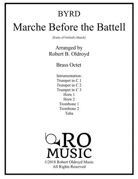 Earle of Oxford March [Marche Before the Battell] for Brass Octet