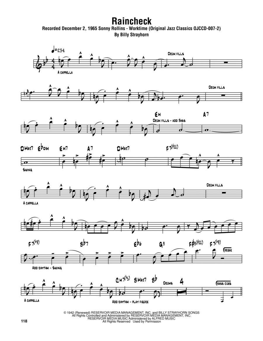 Raincheck Tenor Saxophone scores gallery preview page 1