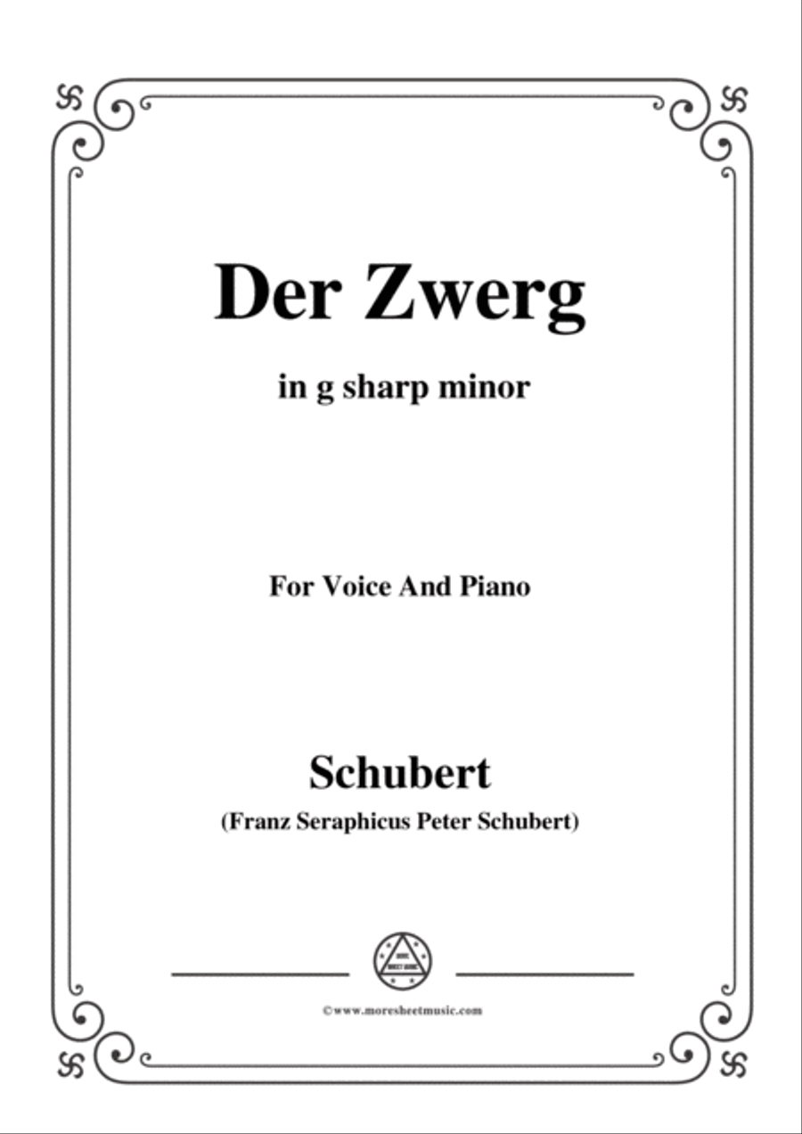 Schubert-Der Zwerg,Op.22 No.1,in g sharp minor,for Voice&Piano Voice scores gallery preview page 1