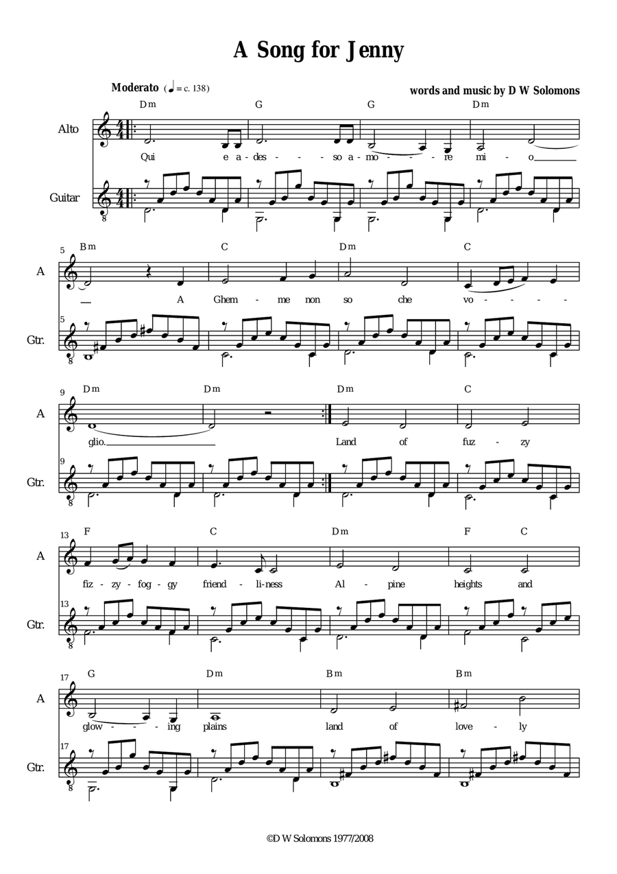 Song for Jenny Acoustic Guitar scores gallery preview page 1