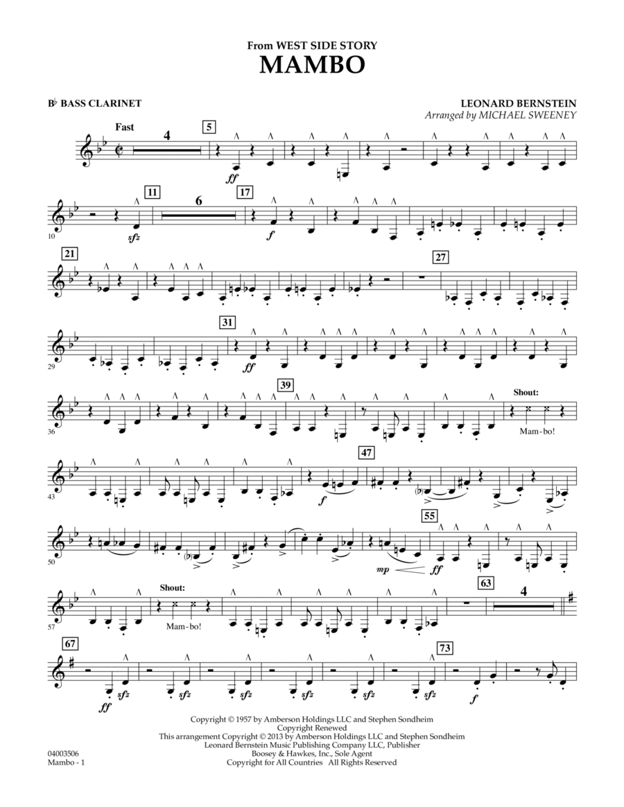 Mambo (from West Side Story) - Bb Bass Clarinet Concert Band scores gallery preview page 1