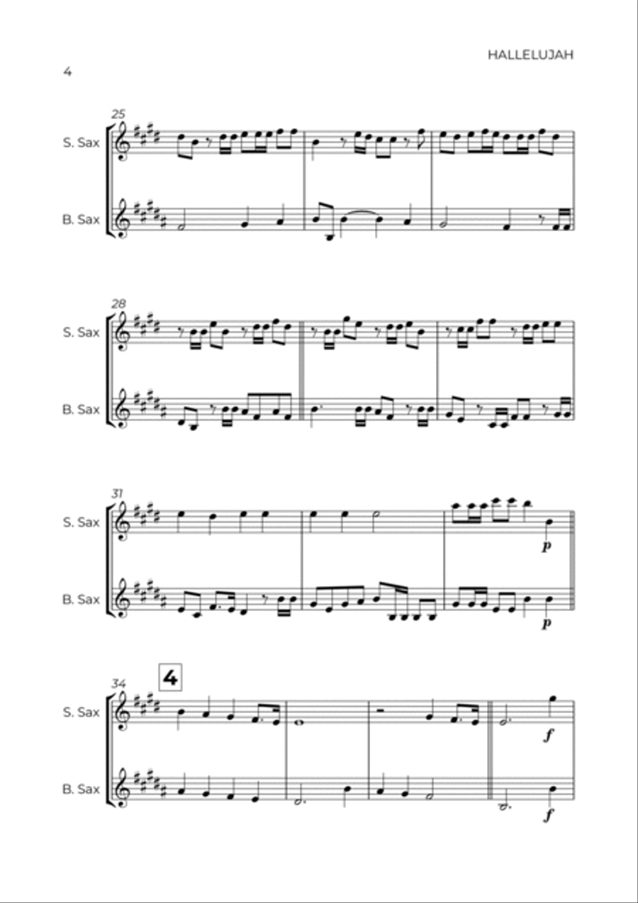 HALLELUJAH - HANDEL - SAX SOPRANO & BARITONE Soprano Saxophone scores gallery preview page 4
