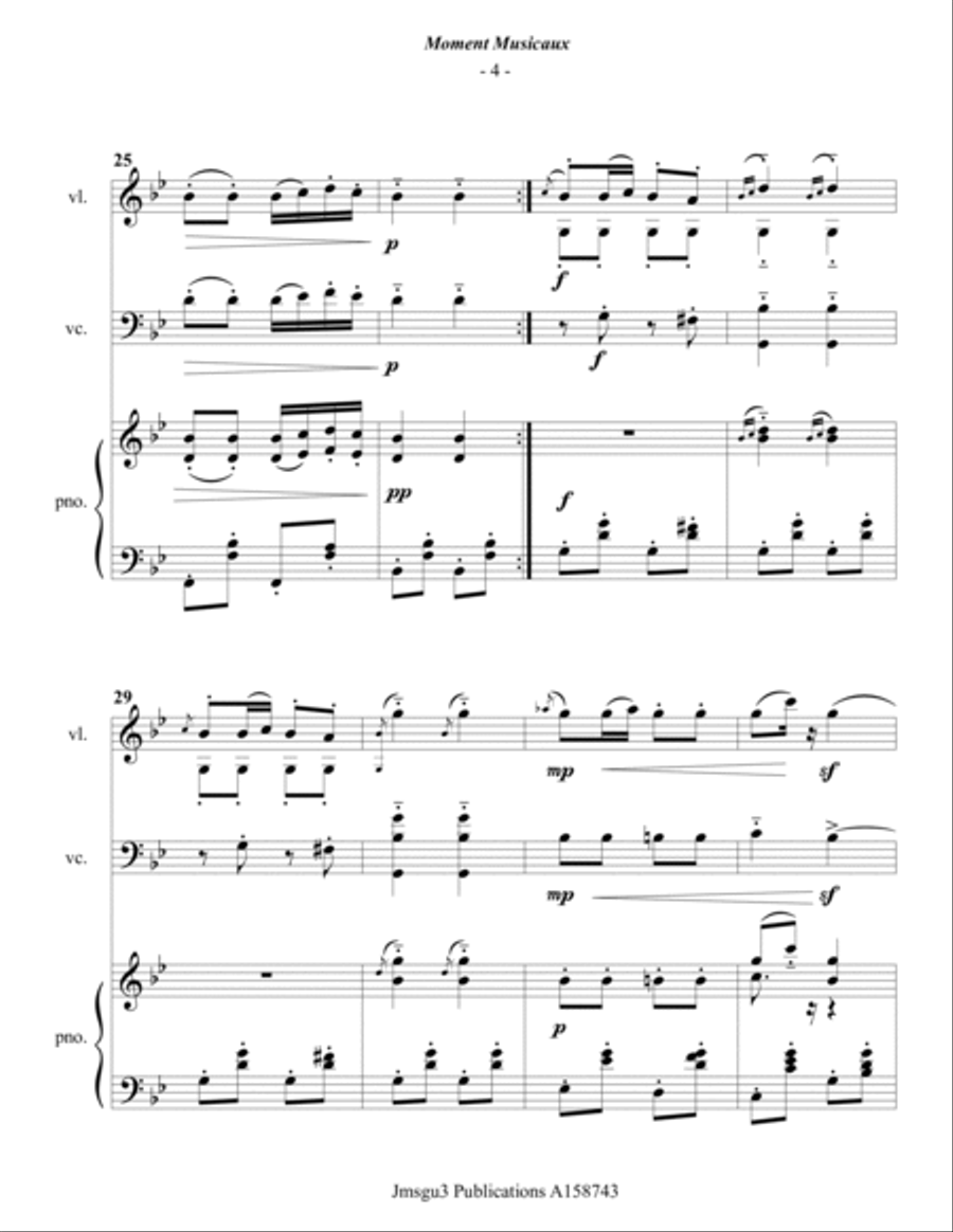 Schubert: Moment Musicaux for Piano Trio String Trio scores gallery preview page 4