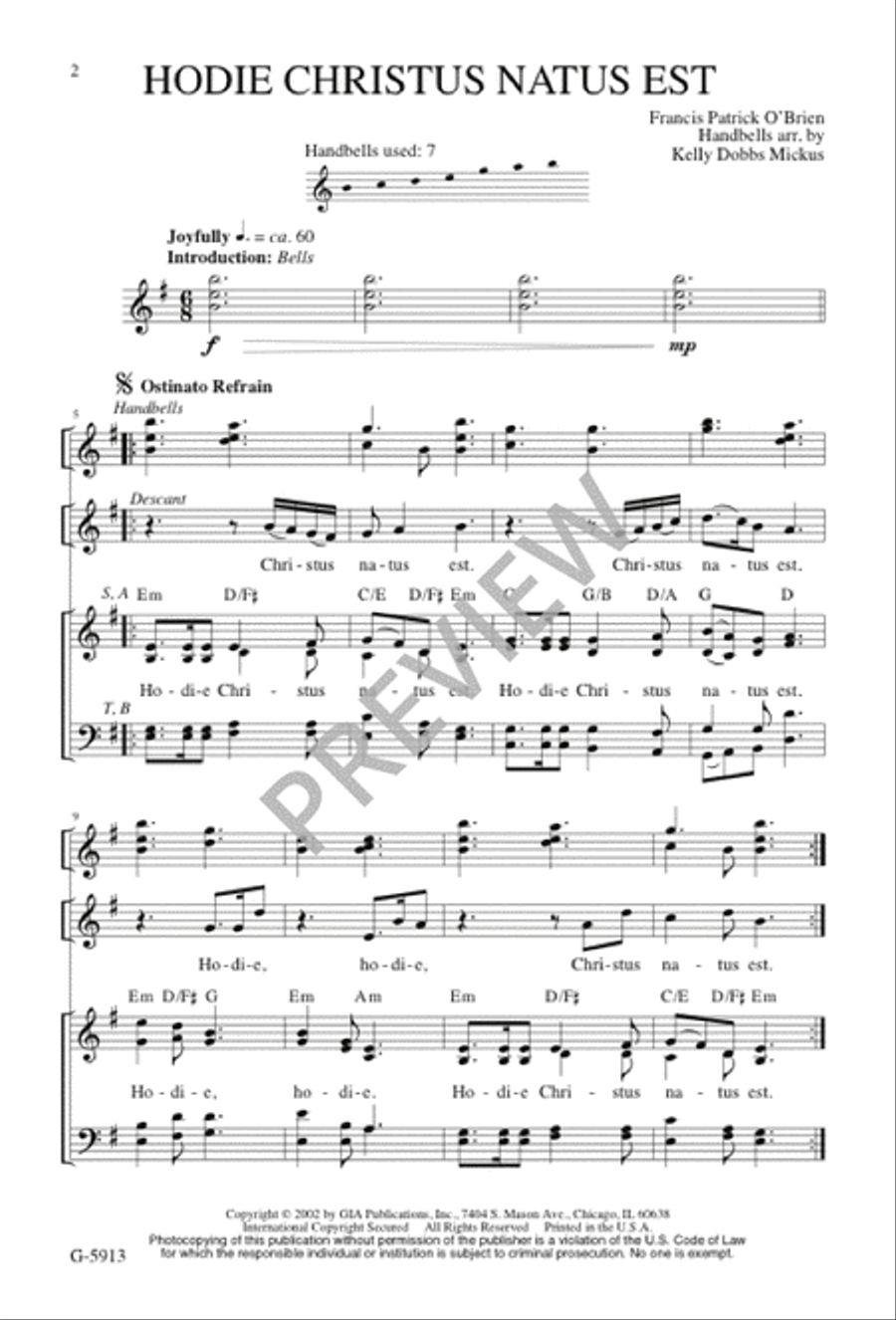 Hodie Christus Natus Est Hodie Christus Natus Est 4-Part scores gallery preview page 1