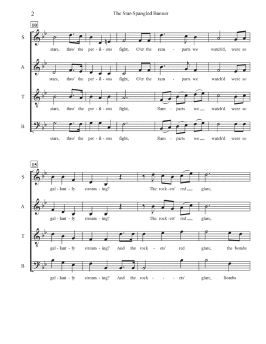 The Star Spangled Banner The Star Spangled Banner 4-Part scores gallery preview page 2