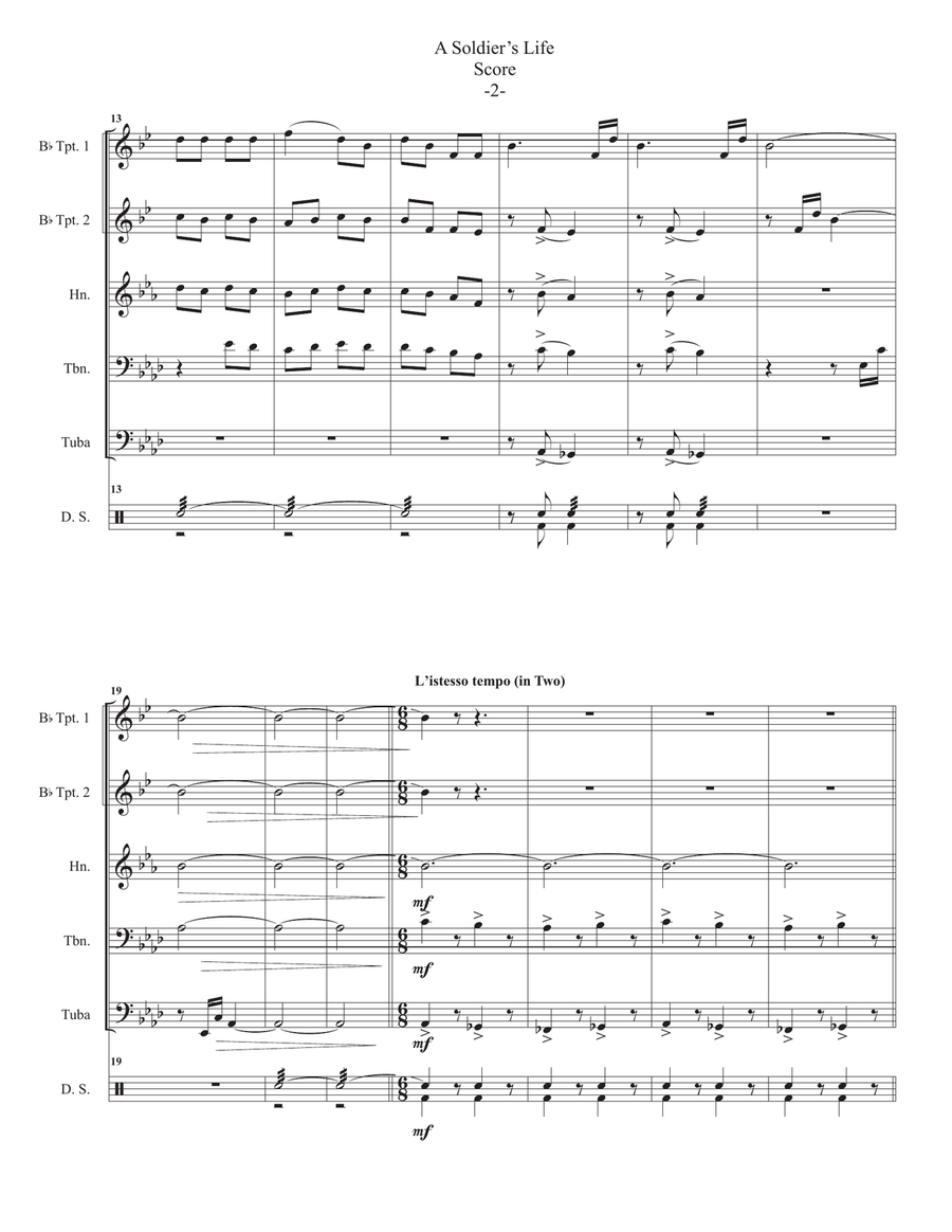 A Soldier's Life in WWI for Brass Quintet-Medley of tunes sung in WWI