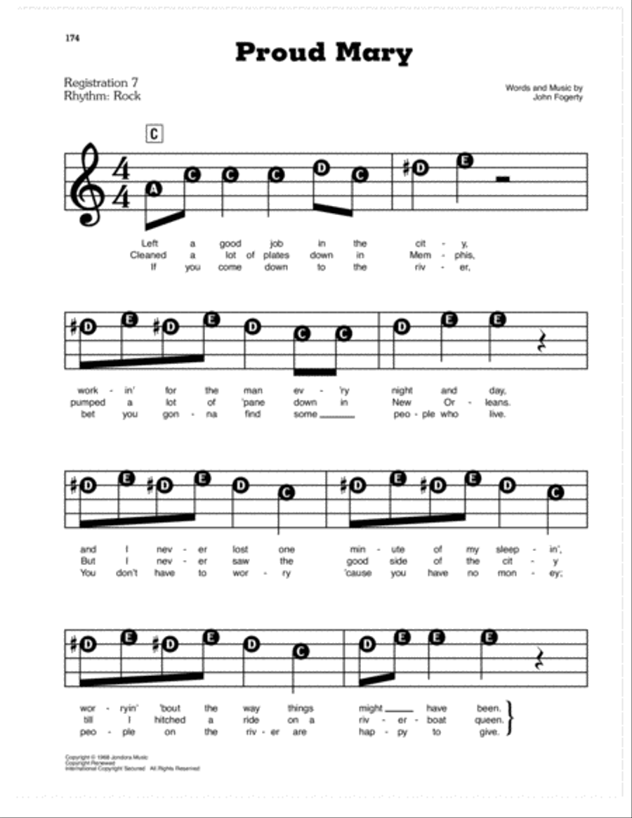 Proud Mary Electronic Keyboard scores gallery preview page 1
