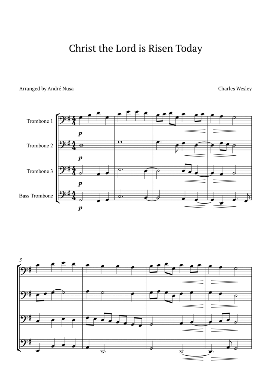 Christ the Lord is Risen Today Brass Quartet scores gallery preview page 1
