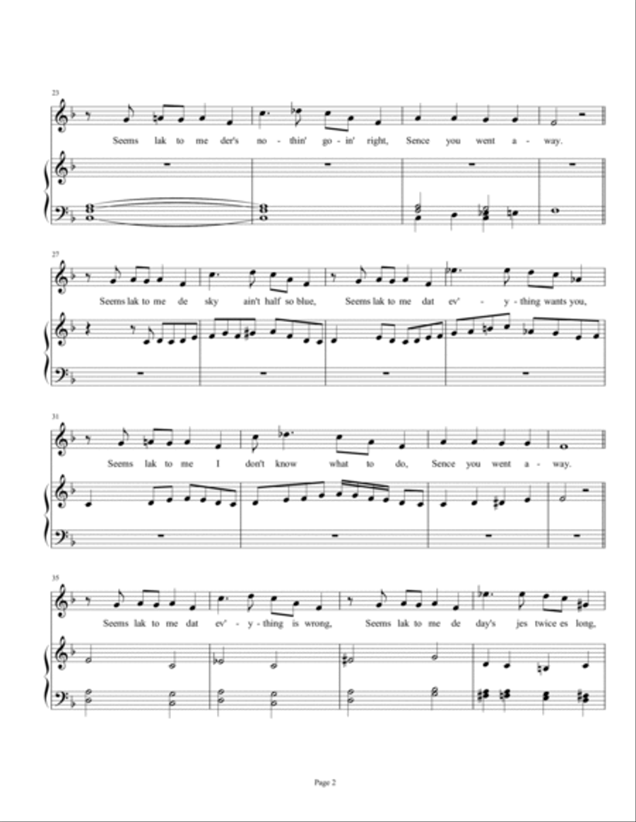 Sence You Went Away (James Weldon Johnson) Voice scores gallery preview page 2