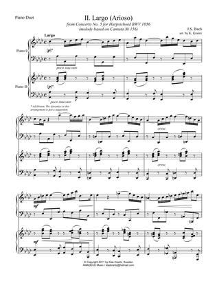 Arioso (Largo) from Cantata 156 for piano duet