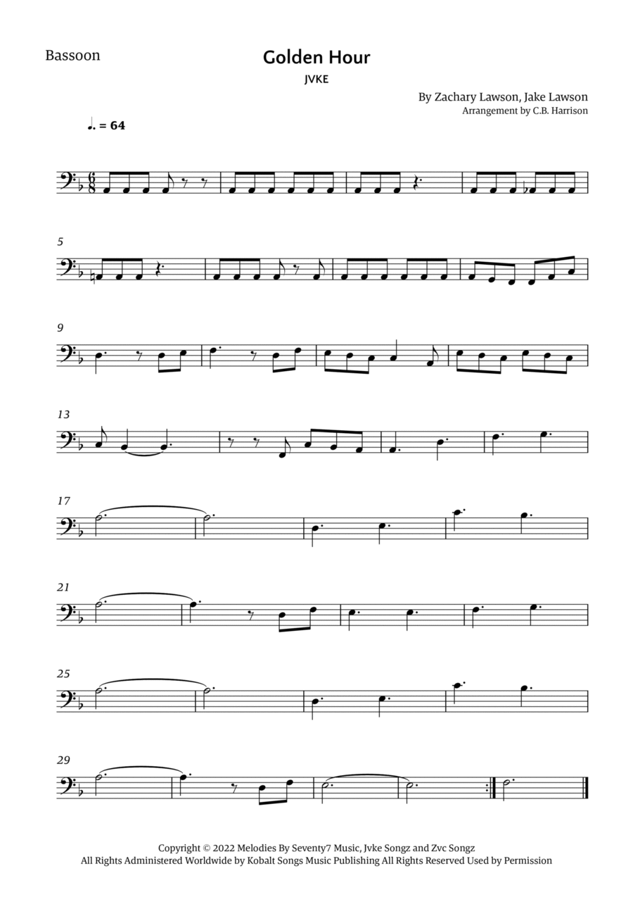 Golden Hour Bassoon Solo scores gallery preview page 1