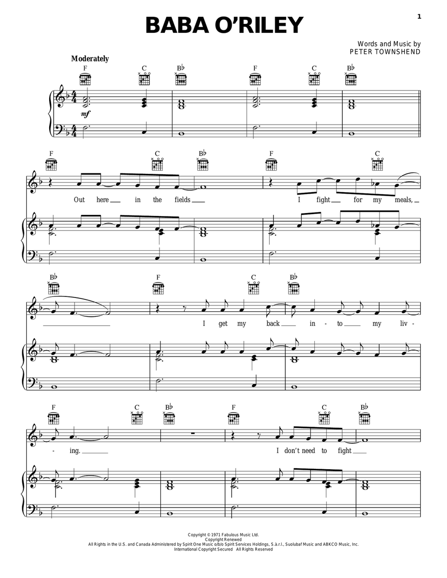 Baba O'Riley Acoustic Guitar scores gallery preview page 1