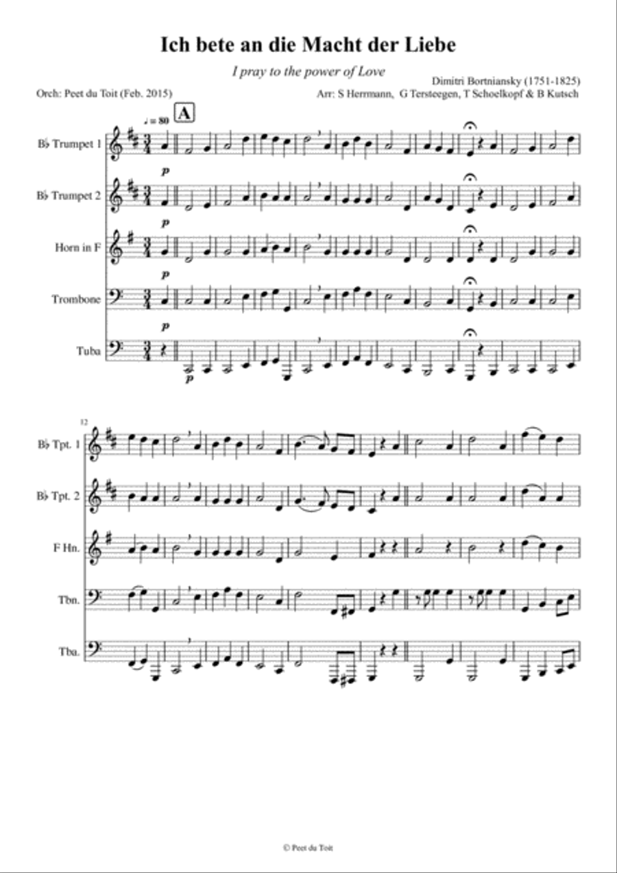 Ich bete an die Macht der Liebe Suite - D Bortniansky (Brass Quintet) Brass Quintet scores gallery preview page 1