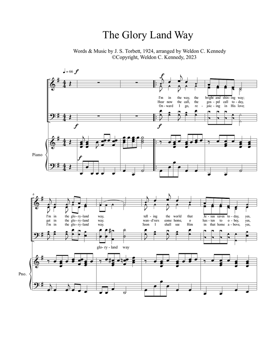 The Glory-Land Way The Glory-Land Way Piano Solo scores gallery preview page 1