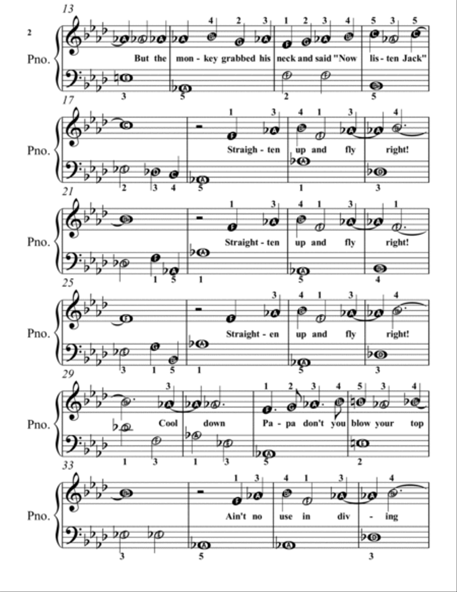 Straighten Up And Fly Right Easy Piano scores gallery preview page 2