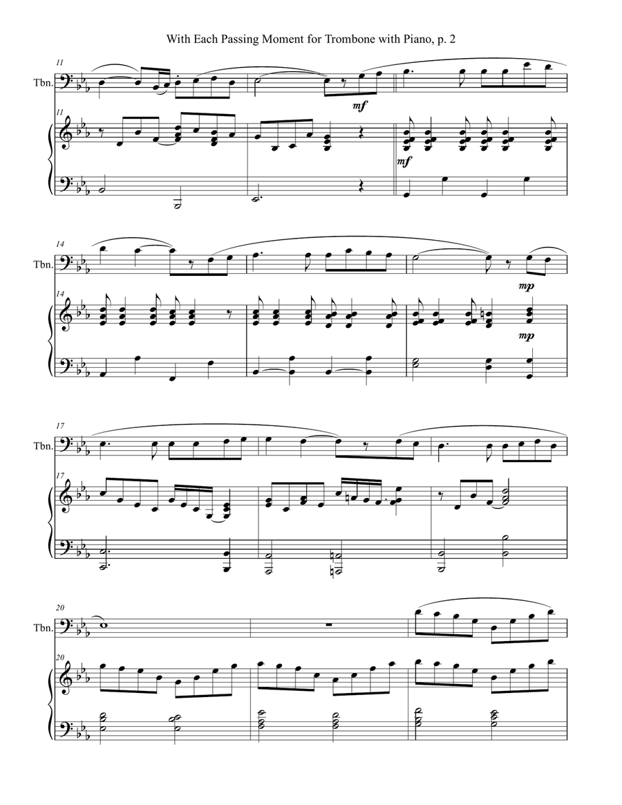 WITH EACH PASSING MOMENT (Trombone with Piano - Score & Part included) Piano scores gallery preview page 3