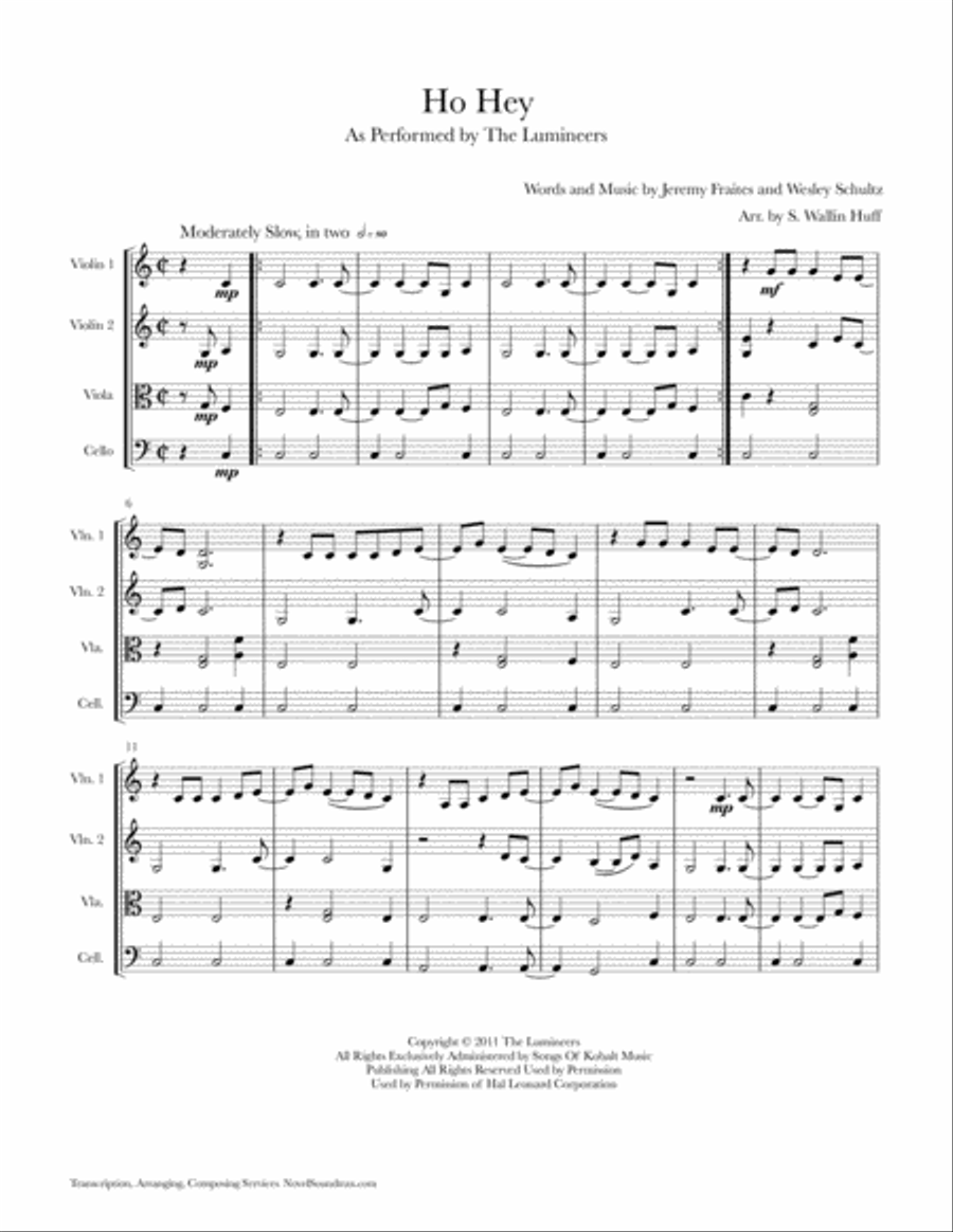 Ho Hey String Quartet scores gallery preview page 1