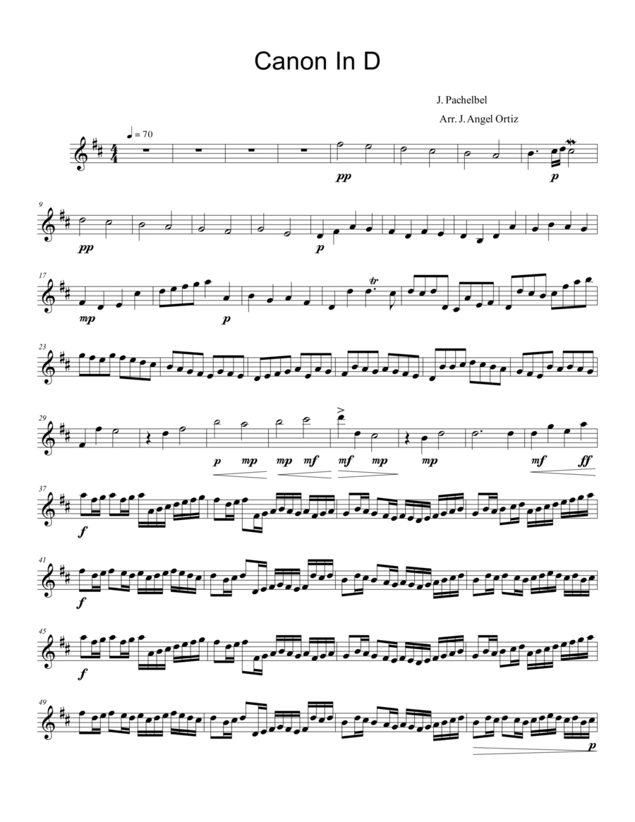 Canon in D for violin Violin Solo scores gallery preview page 1