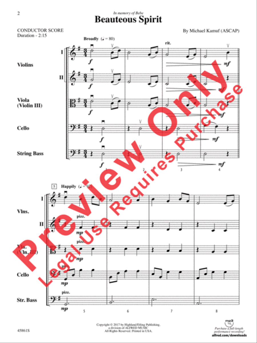 Beauteous Spirit String Orchestra scores gallery preview page 2