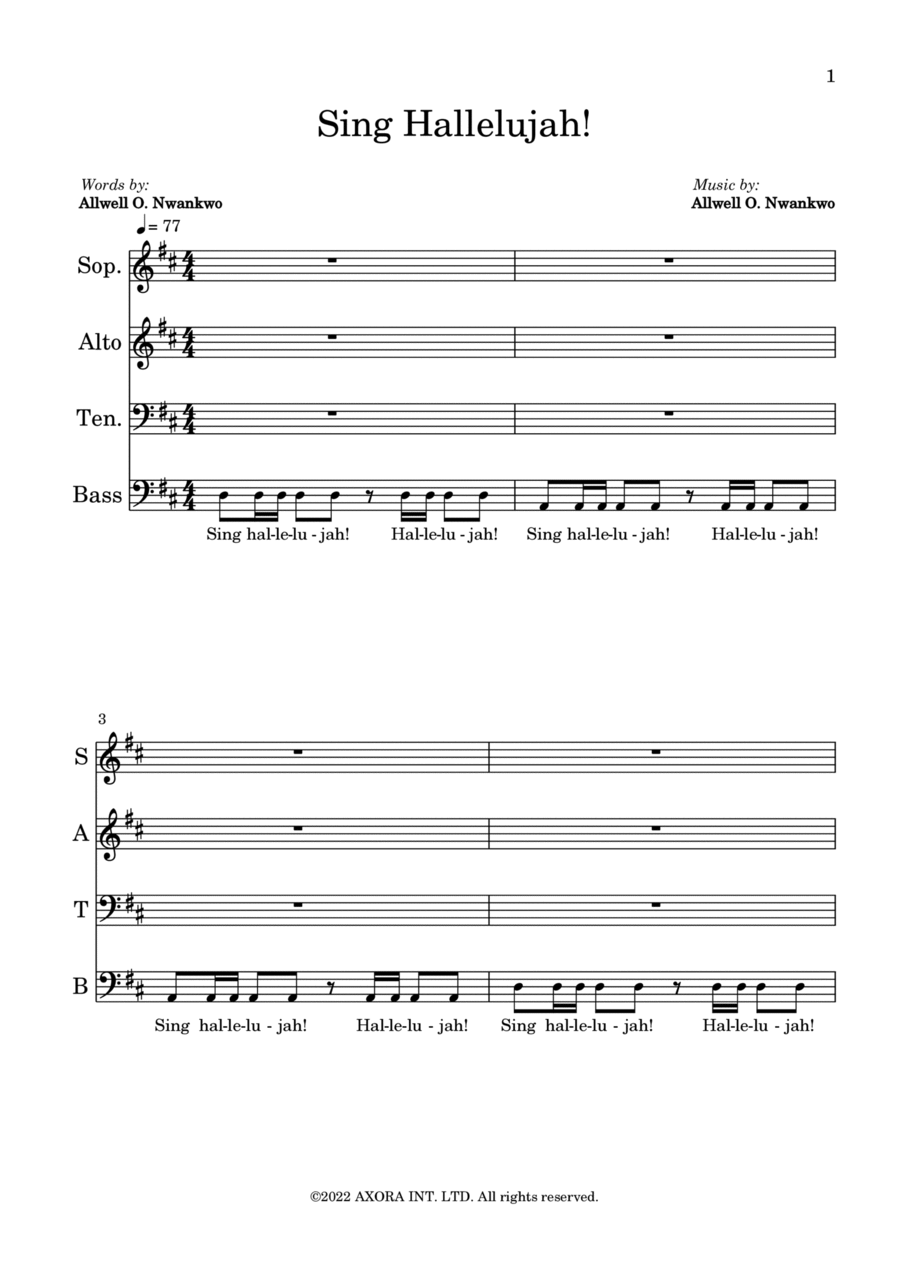 Sing Hallelujah! 4-Part scores gallery preview page 1