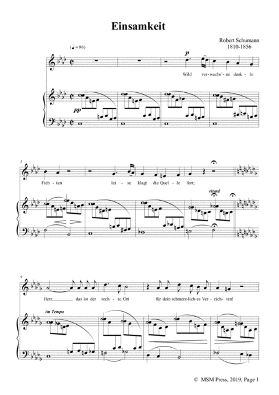 Schumann-Einsamkeit,Op.90 No.5,in f minor,for Voice&Piano