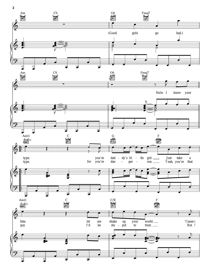Good Girls Go Bad Piano, Vocal, Guitar scores gallery preview page 2