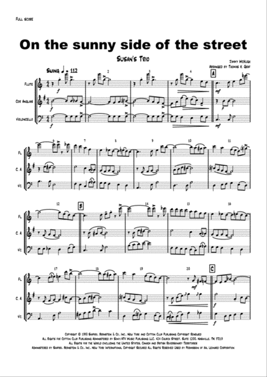 On The Sunny Side Of The Street Woodwind Quartet scores gallery preview page 1