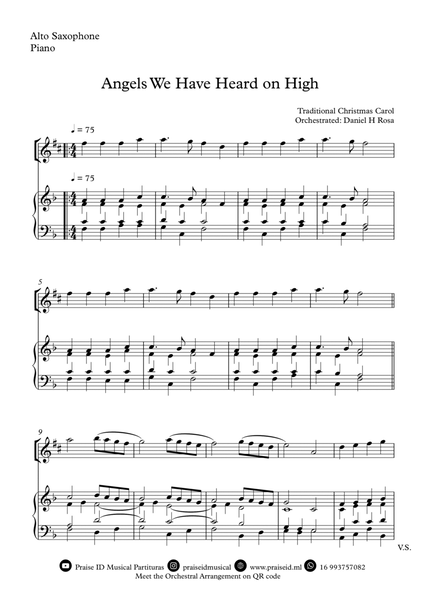 Angels We Have Heard on High - Gloria in excelsi Deo - Easy Alto Saxophone and Piano image number null