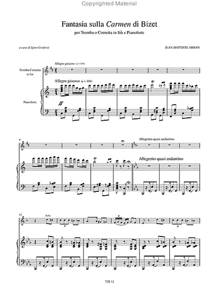 Fantasia on Bizet’s "Carmen" for Trumpet and Piano