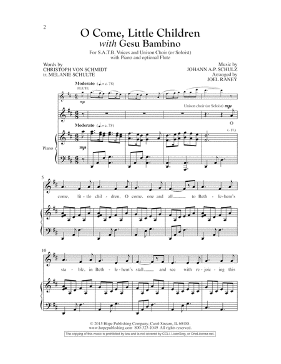 O Come, Little Children with Gesu Bambino 4-Part scores gallery preview page 2