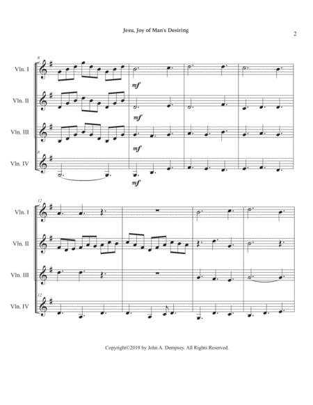 Jesu, Joy of Man's Desiring (Violin Quartet) image number null