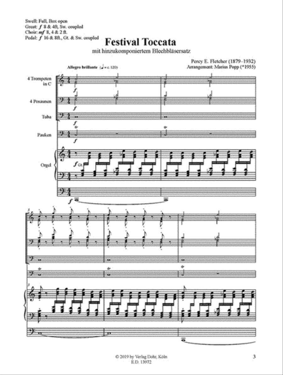Festival Toccata (für Blechbläser und Orgel) Score scores gallery preview page 2