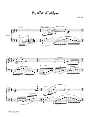"Feuillet d'album" for solo piano