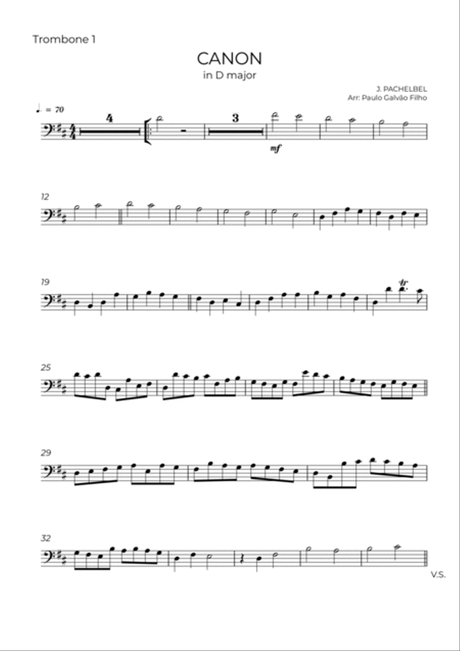 CANON IN D - TROMBONE QUARTET CANON IN D - TROMBONE QUARTET Trombone Quartet scores gallery preview page 6