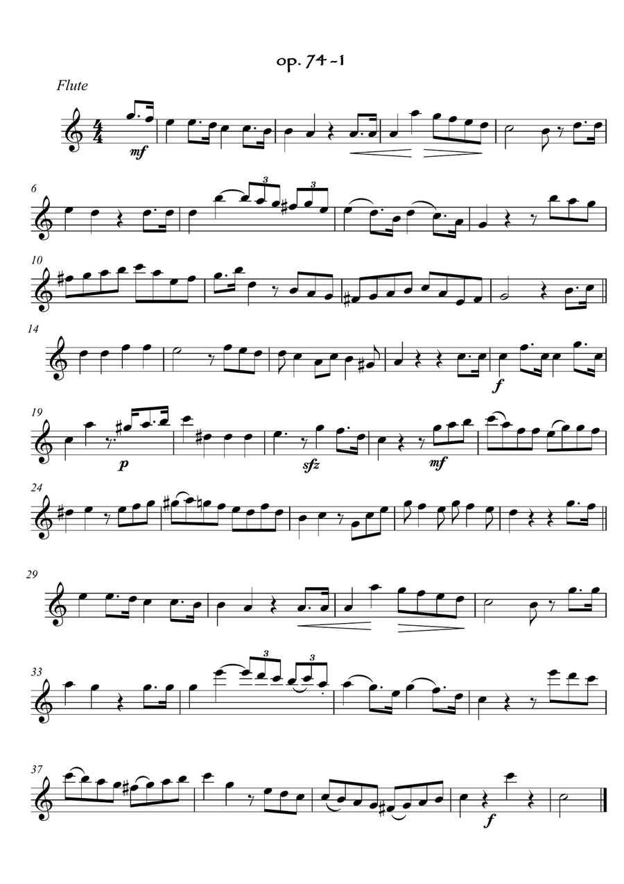 Easy Flute Guitar duets play along by Giuliani part I Flute scores gallery preview page 3