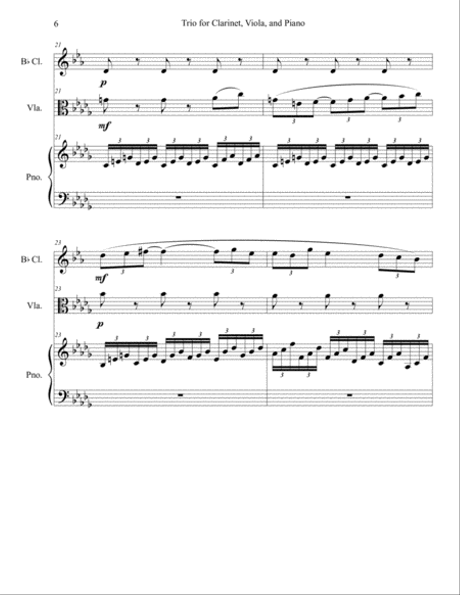 Second Trio for Clarinet, Viola, and Piano (2016) Clarinet scores gallery preview page 6